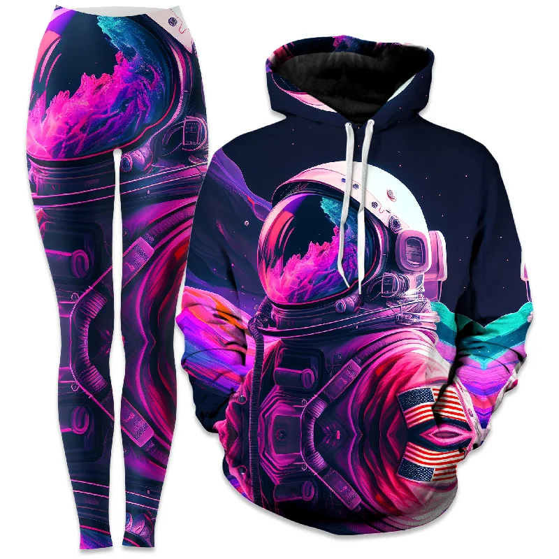 Trendy and versatile Synthwave Astronaut Hoodie and Leggings Combo