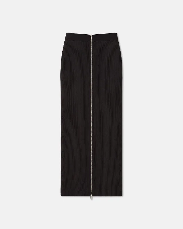 Unique Design Meika - Ribbed-Knit Maxi Skirt - Dark Brown