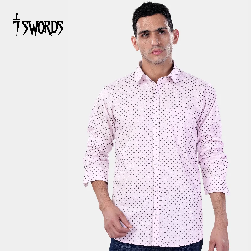 Simple research 7swords-Cameo Lavender and Martini Gray Polka Dotted Premium Cotton Shirt