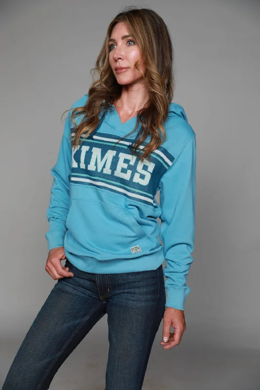 Retro Stripes Kimes Ranch Womens North Star Hoodie Light Turquoise Cotton Blend L/S