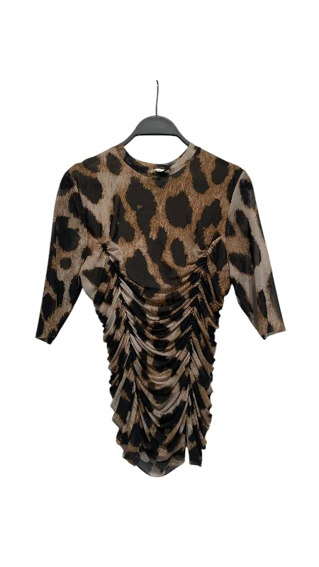 Casual And Versatile GANNI/LS Blouse/36/Leopard/Polyester/MLT/RUCHED TOP