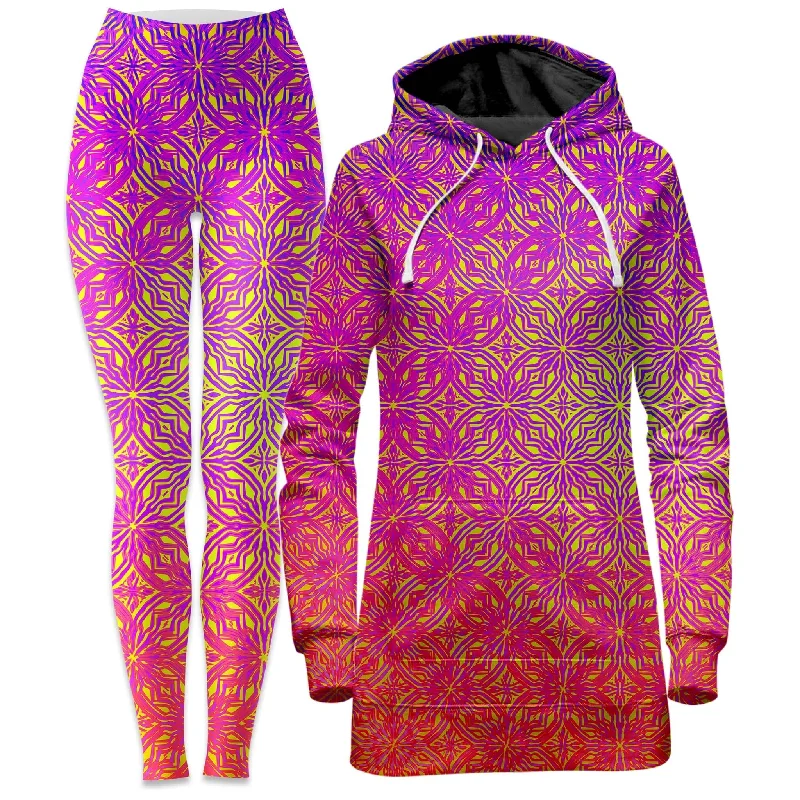 Sports suit style Psy Mosik Starburst Hoodie Dress and Leggings Combo