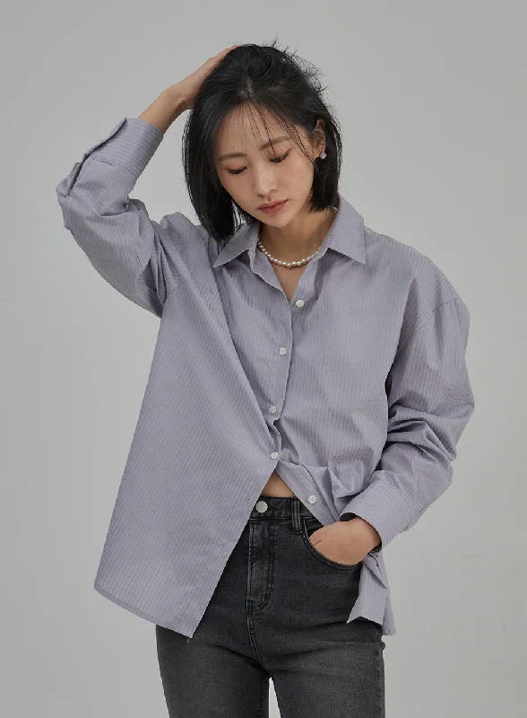 High-quality fabrics Pinstripe Oversized Shirt OJ302