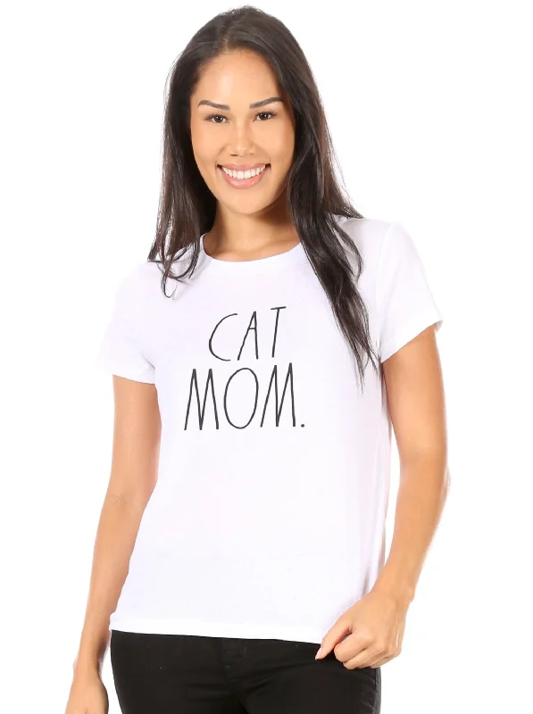 Retro Skirt Design Women's "CAT MOM" Short Sleeve Icon T-Shirt