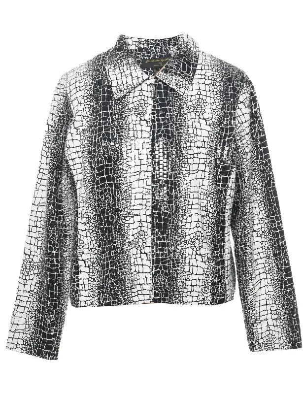 Urban Fashion 1990s Black & White Snakeskin Evening Jacket - L