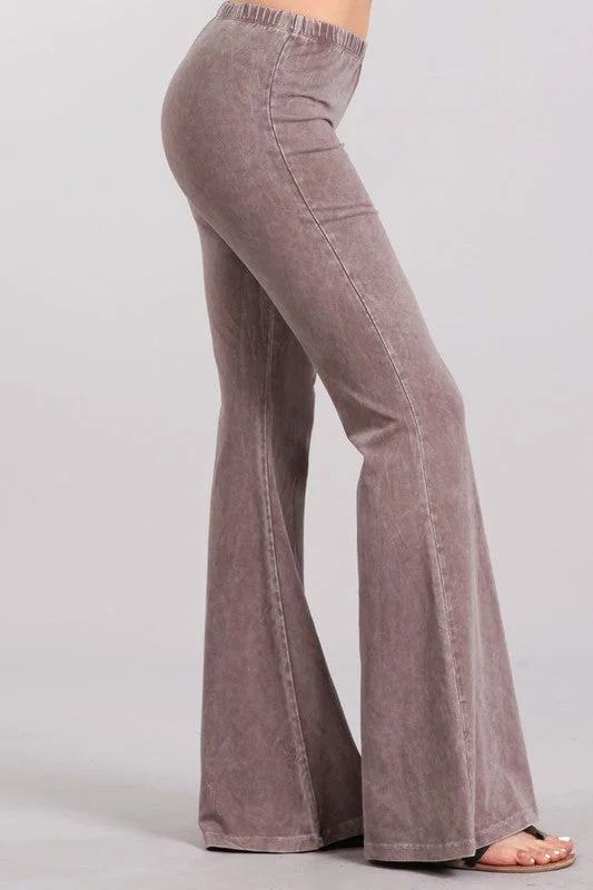 Sports Jacket Mineral Wash Bell Bottom Soft Pants, Taupe