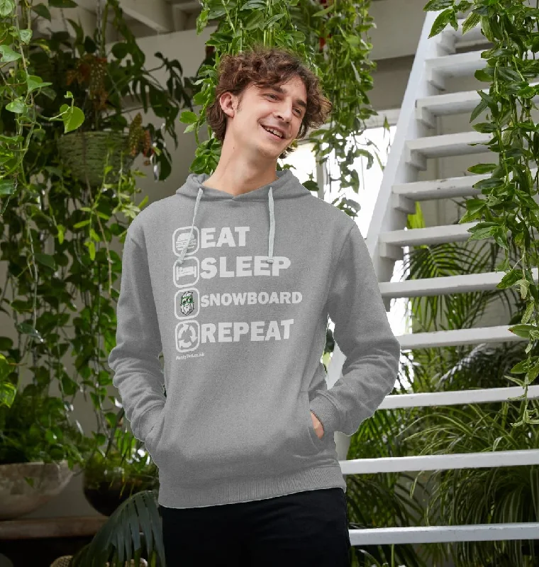 Fashionable Boots Men's Eat Sleep Snowboard Repeat Organic Pullover Hoodie