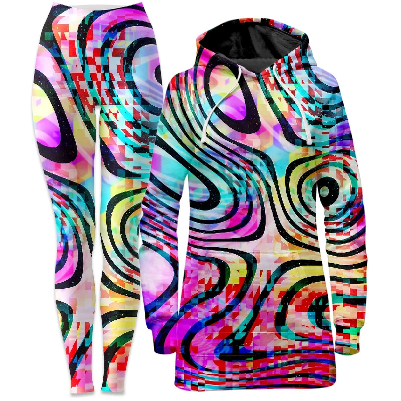 Skirt style Psytrance Hoodie Dress and Leggings Combo