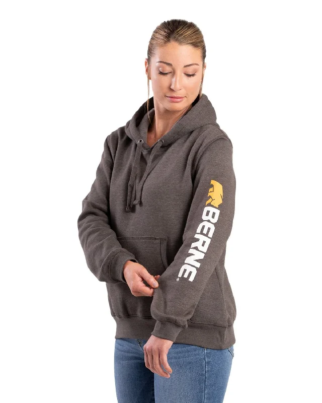 Stand-up collar design Berne Womens Signature Sleeve Graphite Fleece Hoodie