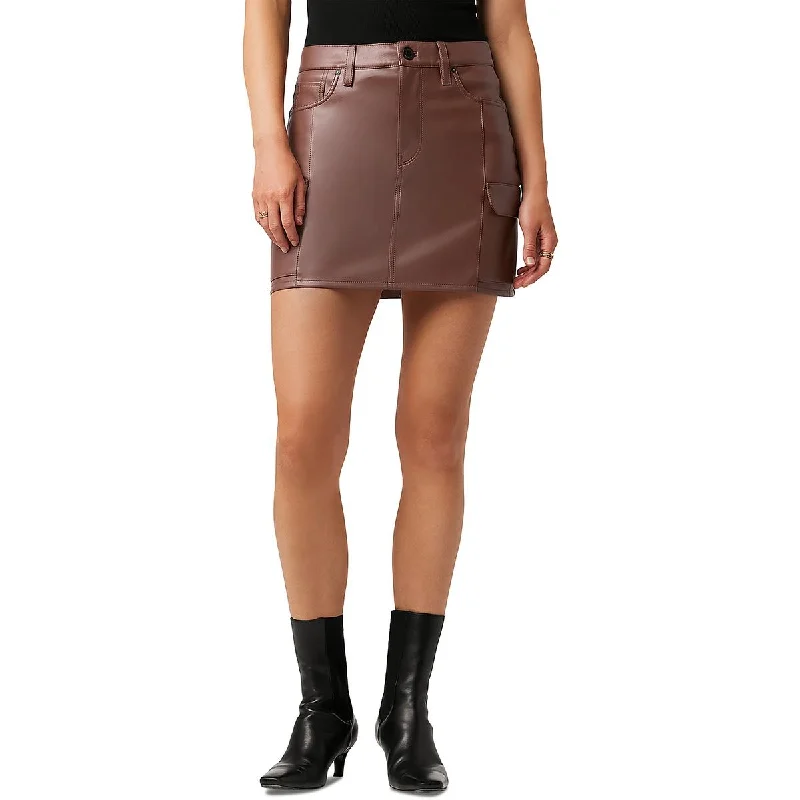 Leisure And Entertainment Hudson Womens Faux Leather Cargo Mini Skirt