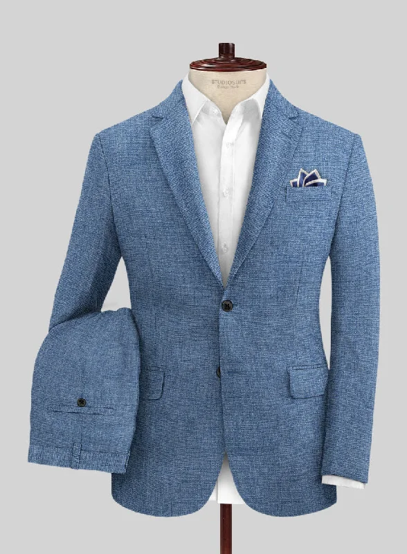 Statement Jackets Solbiati Denim Light Blue Linen Suit