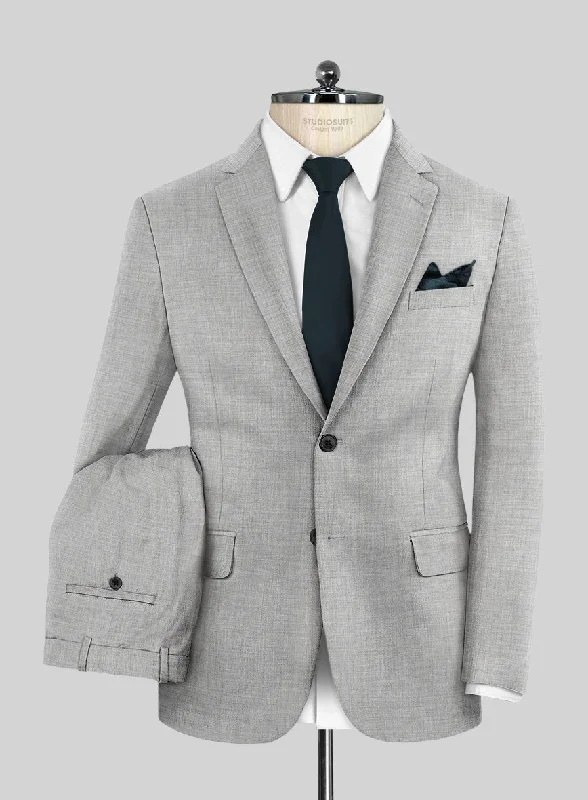 Trendy Sweaters Stretch Light Gray Wool Suit