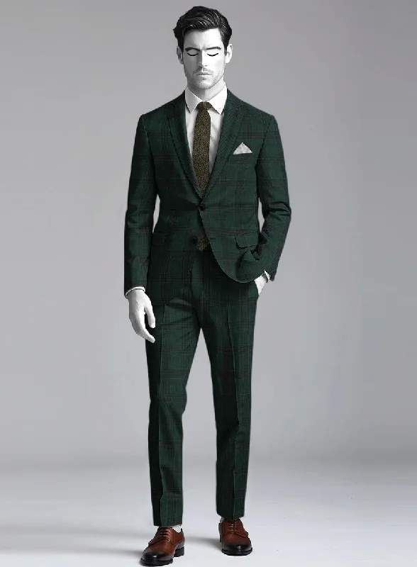 Slim-fit Jeans Napolean Devon Check Green Wool Suit