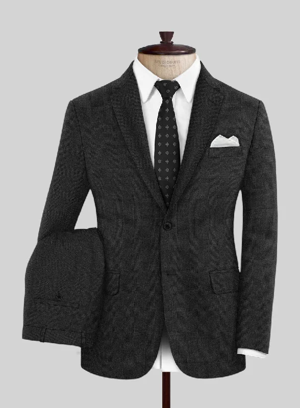 Athleisure Wear Hardy Minnis Charcoal Glen Wool Suit