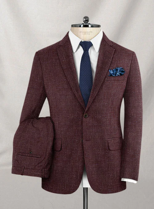 Street Boots Italian Murano Maroon Wool Linen Suit