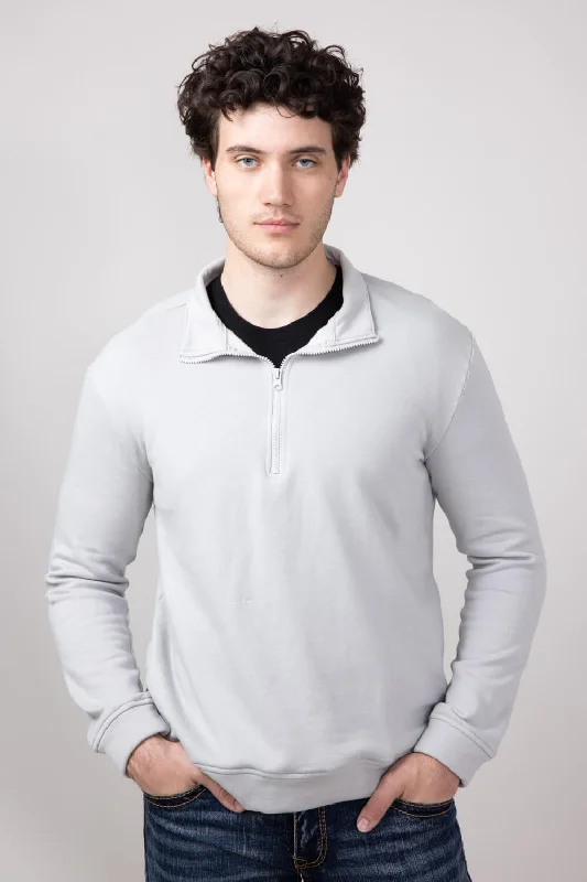 Office Attire Hallstatt Quarter Zip Fleece Pullover for Men in Gray Cloud | HK023D-GRAYCLOUD