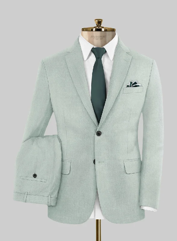 Athletic Wear Scabal Pale Green Wool Suit