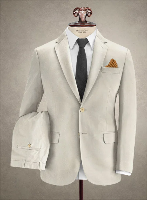 Street Casual Caccioppoli Cotton Gabardine Champagne Ivory Suit