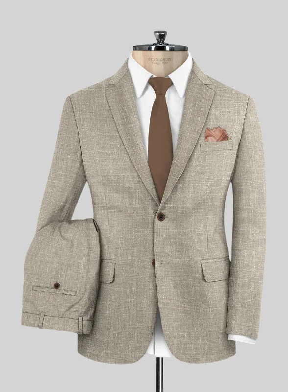 Street Jackets Italian Murano Beige Wool Linen Suit