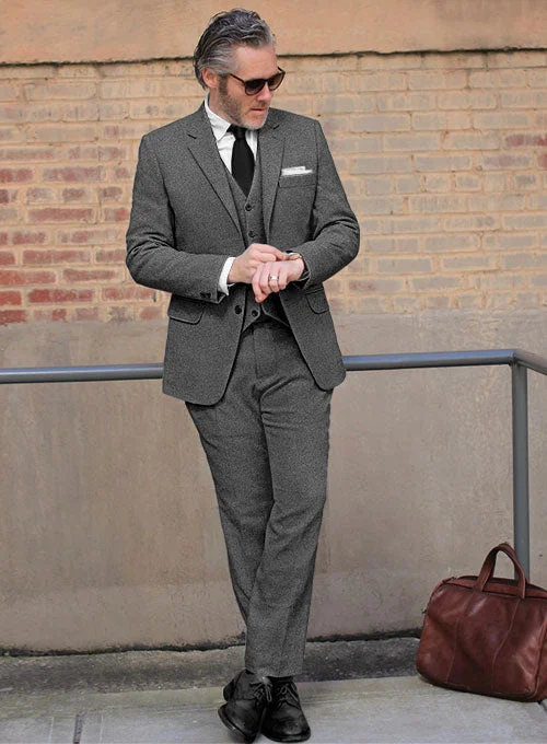 Jogger Pants Gray Heavy Tweed Suit