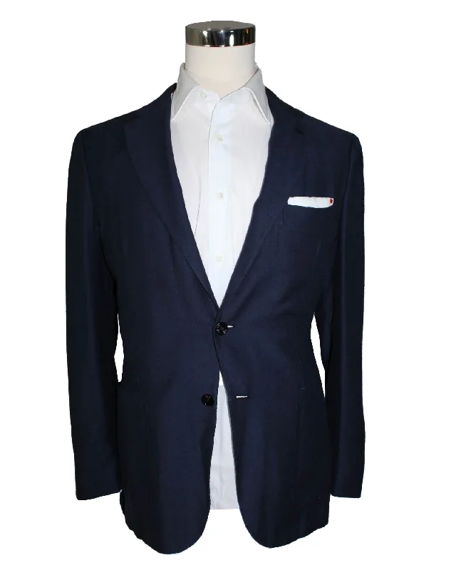 High-fashion Looks Kiton Sport Coat Navy Men Blazer EUR 52 - US 42 R Cashmere Cotton SALE