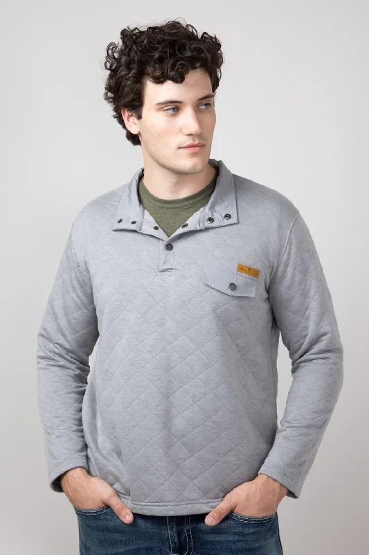 Polo Shirts Simply Southern Quilted Pullover for Men in Ash | PP-0224-MN-PULL-QLTD-ASH