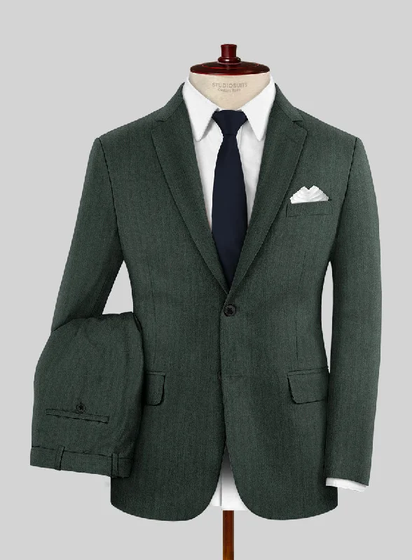 Rain Jackets Green Herringbone Wool Suit