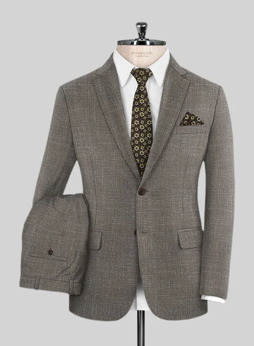 Athleisure Wear Italian Murano Mud Brown Wool Linen Suit