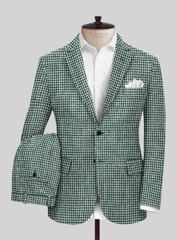 Fashionable Boots Harris Tweed Houndstooth Green Suit