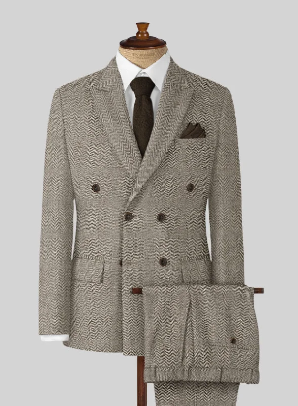 Sporty Sneakers Vintage Herringbone Brown Tweed Suit