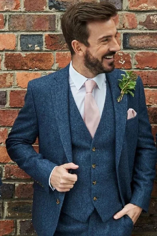 Comfortable Sneakers Men Blue Tweed Suit for wedding groomsmen Suit 3 Piece Suit Gift For men Slim Fit Suit wedding suit for Groom, men Wear Suit