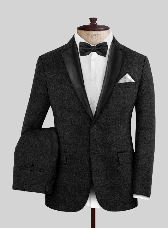 Funky Prints Napolean Stone Black Wool Tuxedo Suit