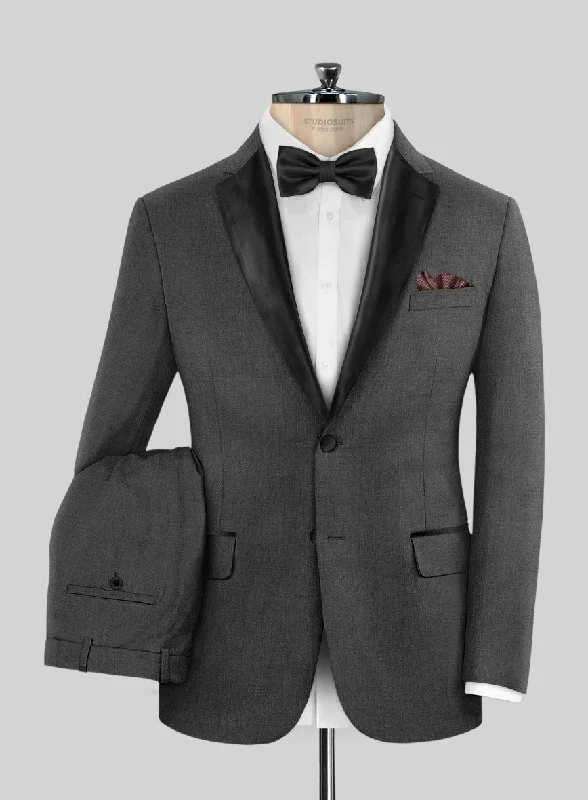 Formal Wear Napolean Mid Charcoal Wool Tuxedo Suit