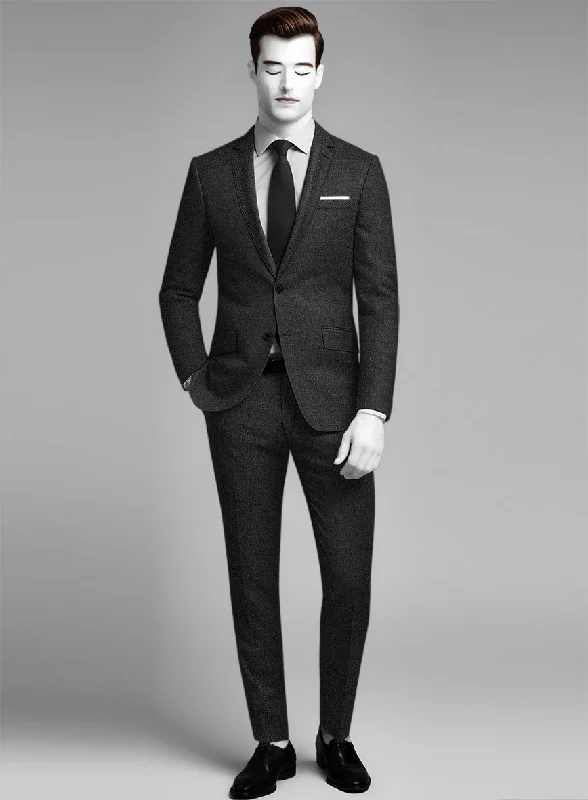 Slim-fit Shirts Napolean Stretch Charcoal Wool Suit