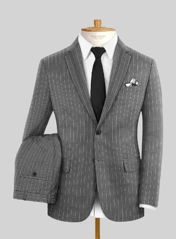 Graphic Tees Italian Afito Gray Chalkstripe Flannel Suit