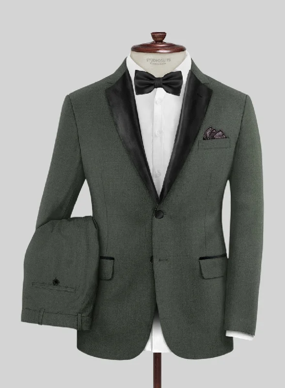 Sporty Sneakers Napolean Military Green Wool Tuxedo Suit