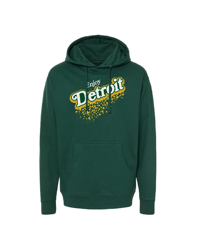 Sporty Looks Ink Detroit Vintage - Enjoy Detroit Ginger Ale Hoodie - Forest Green