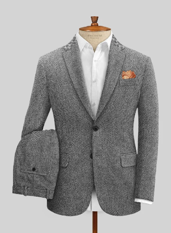 Slim Fit Suits Light Weight Dark Gray Tweed Suit