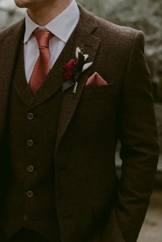 Utility Jackets Men Three Piece Suit Classy Brown Tweed Suit Slim Fit Suit, Wedding Suits , Dinner Suit , Party Wear Suit