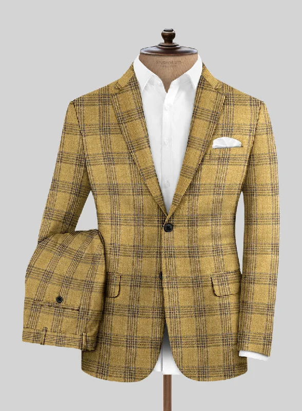 Streetwear Fashion Noble Mateo Ochre Wool Silk Linen Suit