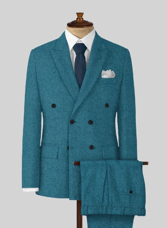 Athletic Vests Naples Teal Blue Tweed Suit