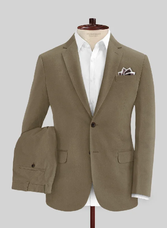 Business Casual Earthy Brown Cotton Power Stretch Chino Suit