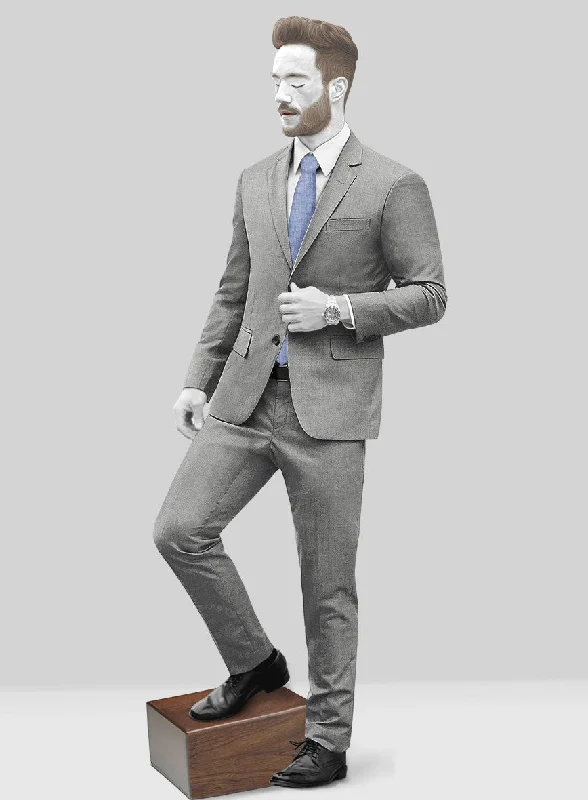 Minimalist Fashion Napolean Worsted Light Gray Wool Suit