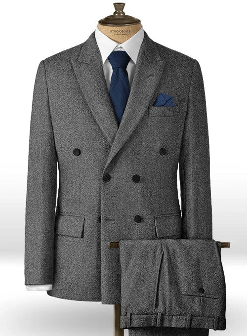 Business Shirts Gray Heavy Tweed Suit