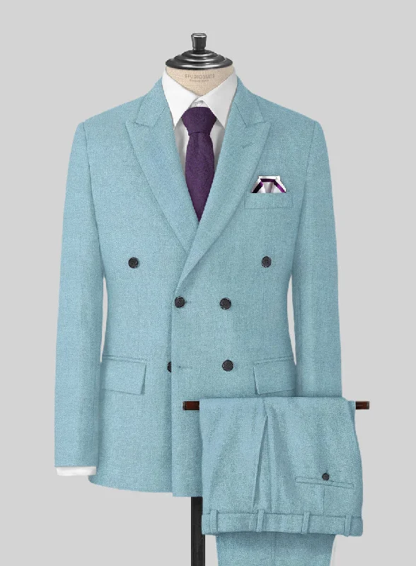 Luxury Suits Naples Light Blue Tweed Suit