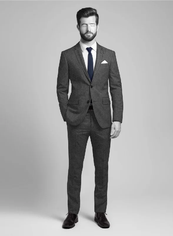 Urban Style Napolean Imperial Gray Herringbone Wool Suit