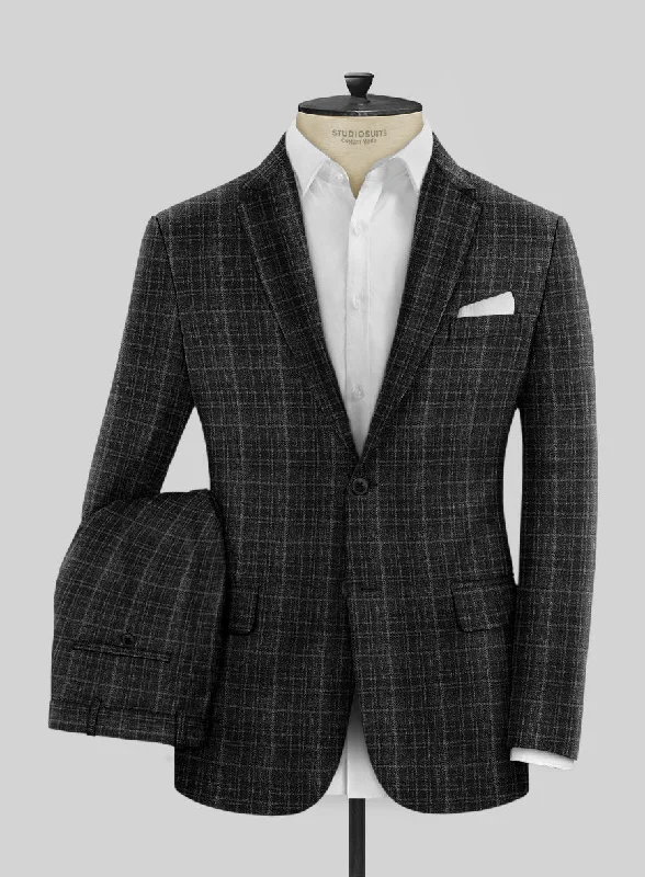 Work Clothes Noble Nicolas Black Wool Silk Linen Suit