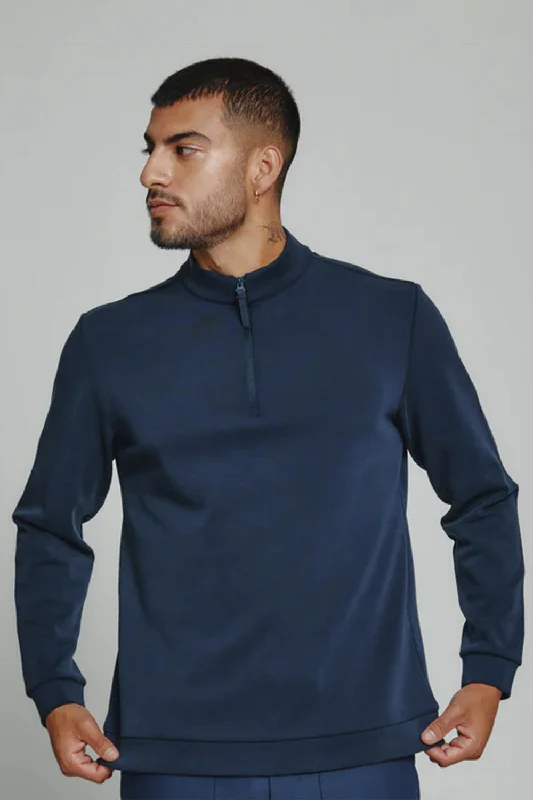 Tailored Blazers 7Diamonds REV Quarter Zip Pullover for Men in Navy | SPV-1032 NAVY