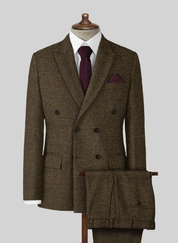 Sporty Looks Bottle Brown Herringbone Tweed Suit