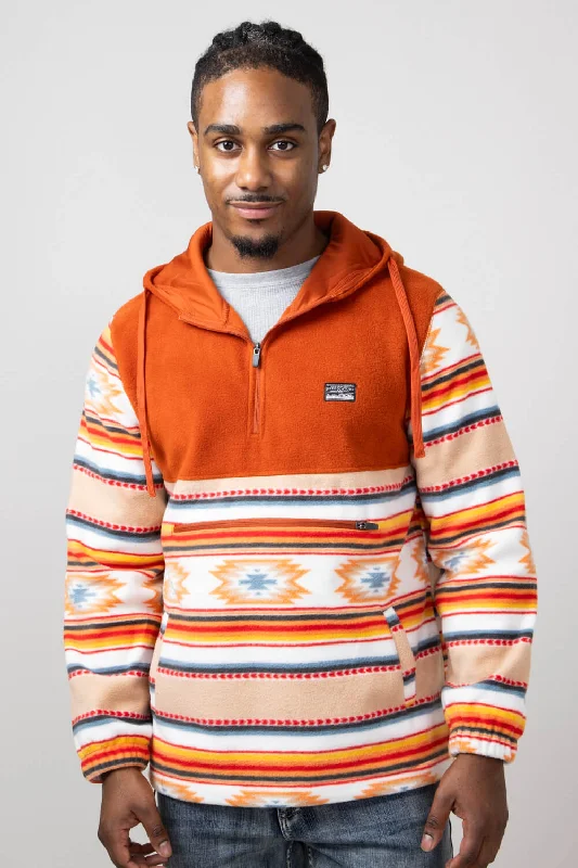 Modern Menswear Aztec Color Block Hooded Pullover for Men in Picante Sand | FK76-MP1421-PICANTE